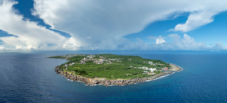 Aerial view of Xiao Liuqiu island in Taiwanの写真素材