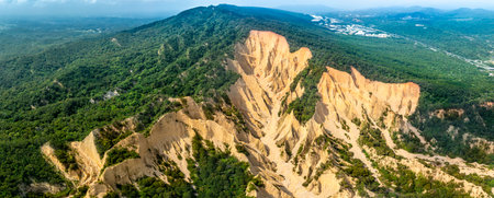 Aerial view of Huoyan Mountain in Taiwanの写真素材
