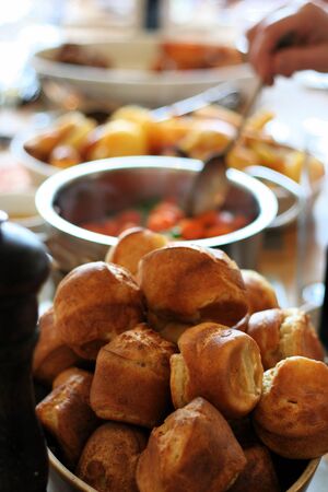 yorkshire puddings served with a roast dinnerの写真素材