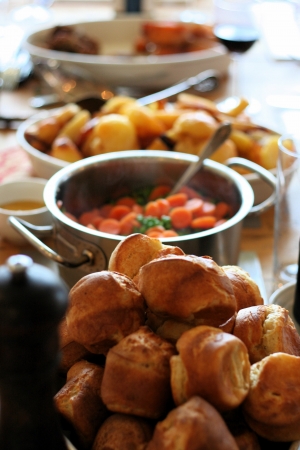 yorkshire puddings served with a roast dinnerの写真素材
