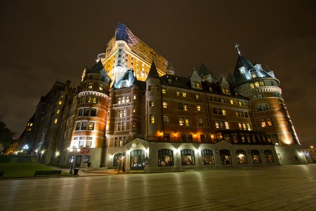 Night shot of Chateu Frontenac, Quebec, Canadaのeditorial素材