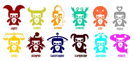 Set of astrological zodiac symbols  Horoscope signs, very cute designのイラスト素材