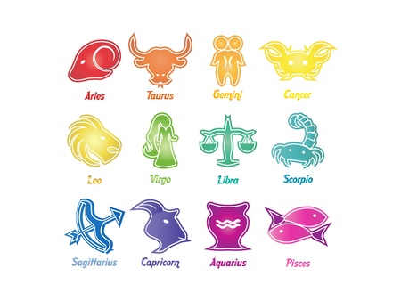 Set of astrological zodiac symbols  Horoscope signs, modern colorful designのイラスト素材