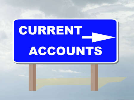 roadsign showing direction to current accountsの写真素材