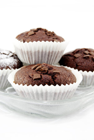 Fresh baked chocolate muffinsの写真素材