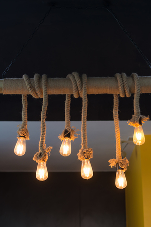 light lamp electricity hanging decorate home interior in christmas day and vintage lamp decorative in homeの写真素材