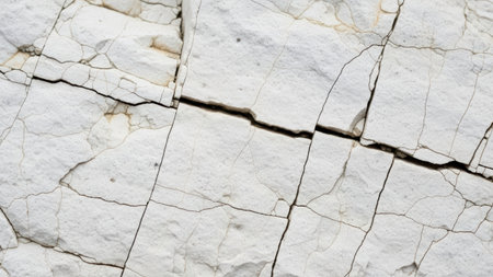 Close-up of cracked white stone surfaceの素材
