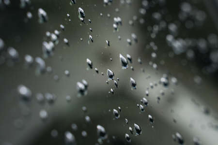Drops of rain after it stopped falling to cling to the glass.
