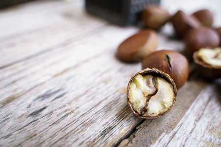 chestnuts have an oily sweet taste.の写真素材