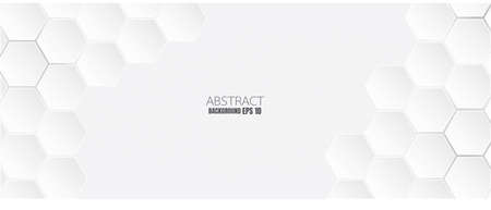 White background design Honeycomb hexagon light and shadow on backgroundのイラスト素材