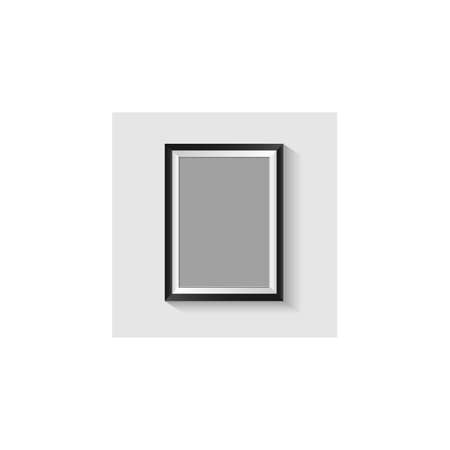 Rectangle vertical photo frame, black exterior frame overlaid with white frame on light gray backgroundのイラスト素材