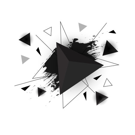 Abstract black triangle pyramid Geometric Background Vector Imageのイラスト素材