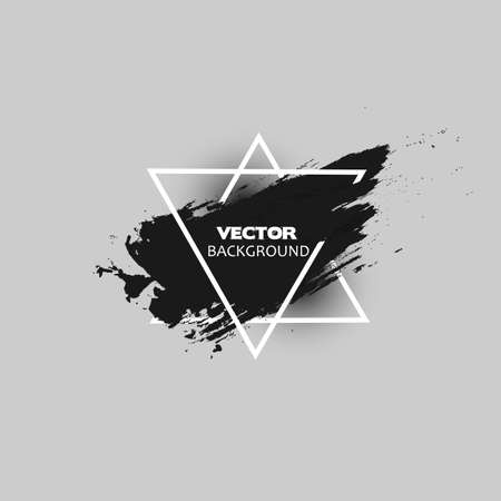 Pattern background abstract black white frame stroke design ink color paintbrush over triangle frame Suitable for headlines,  posters, text, sales bannersのイラスト素材