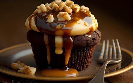 Chocolate Caramel and Nut Cupcakesの写真素材