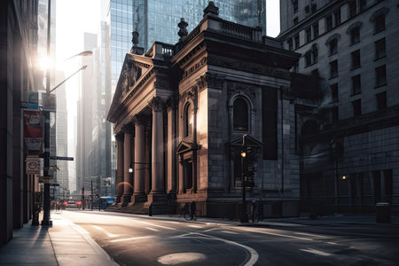 New York Stock Exchange in Manhattan, New York Cityの素材