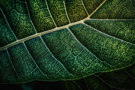 Close up of green leaf texture, nature background. Shallow depth of fieldの素材