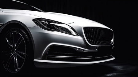 3D rendering of a brand-less generic concept car in studio environmentの素材