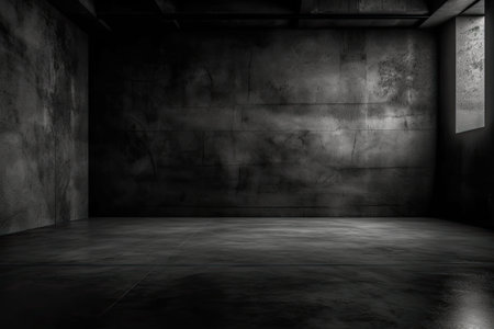 3d rendering of an empty room with concrete walls and floor.の素材