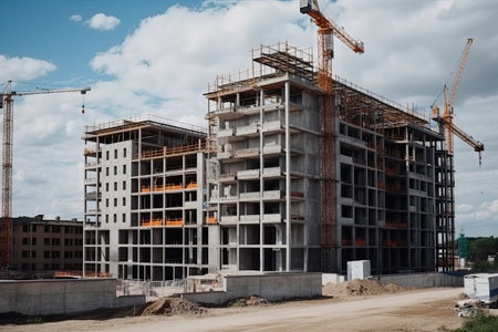 Construction of a new multi-storey building. Construction of a multi-storey building.の素材