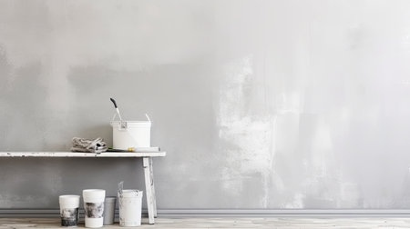 Repair and painting of walls in the room. 3d renderingの素材