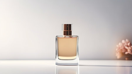 Perfume bottle mockup on white background. 3d renderingの素材