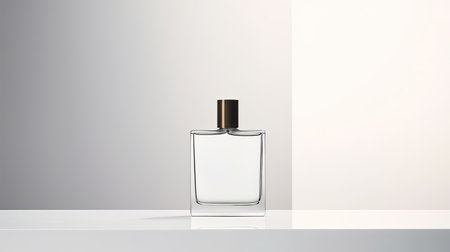 Perfume bottle mockup on white background. 3D renderingの素材