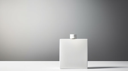 White cosmetic bottle on white table. Mock up, 3D Renderingの素材