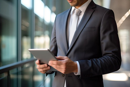 Businessman using digital tablet in a modern office. Business concept.の素材