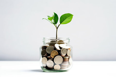 save money for investment concept plant in the glass with filter effect retro vintage styleの素材