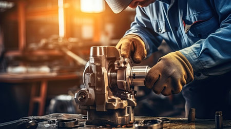Car mechanic working in auto repair shop. Auto service industry. Automotive manufacturingの素材