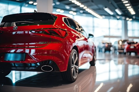 Modern car in showroom. Car close-up. Automotive industryの素材