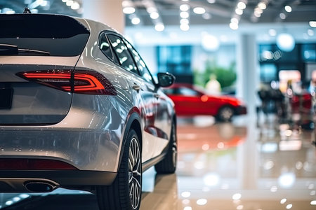 Modern car in showroom. Car close-up. Automotive industryの素材