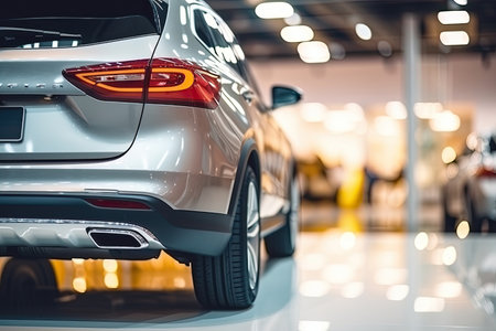 Modern car in showroom. Car close-up. Automotive industryの素材