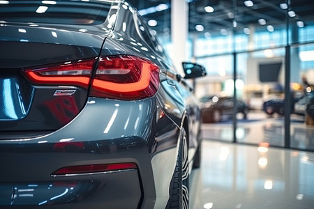 Modern car in showroom. Car close-up. Automotive industryの素材