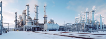 Oil refinery, petrochemical plant, petrochemical industry. Industrial backgroundの素材
