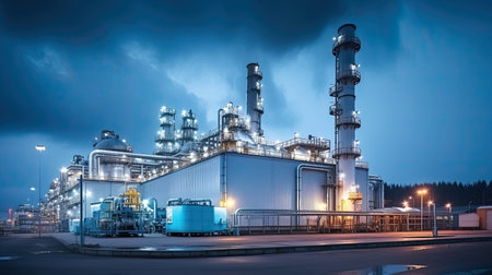 Oil refinery, petrochemical plant, petrochemical industry. Industrial backgroundの素材