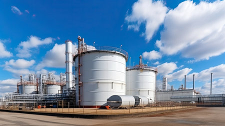 Oil refinery, petrochemical plant, petrochemical industry. Industrial backgroundの素材