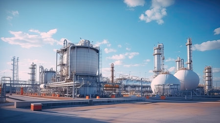 Oil refinery, petrochemical plant, petrochemical industry. Industrial backgroundの素材