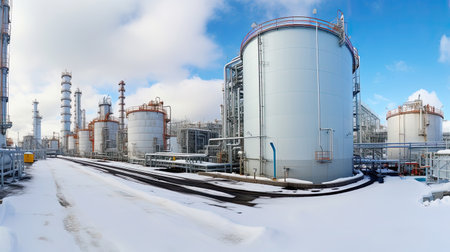 Oil refinery, petrochemical plant, petrochemical industry. Industrial backgroundの素材
