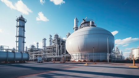 Oil refinery, petrochemical plant, petrochemical industry. Industrial backgroundの素材
