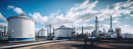 Oil refinery, petrochemical plant, petrochemical industry. Industrial backgroundの素材