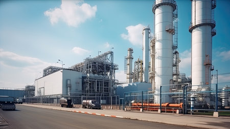 Oil refinery, petrochemical plant, petrochemical industry. Industrial backgroundの素材