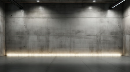 abstract modern architecture background, empty concrete room with light from windowの素材