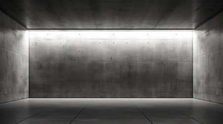 abstract modern architecture background, empty concrete room with light from windowの素材