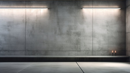 abstract modern architecture background, empty concrete room with light from windowの素材
