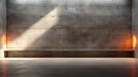 abstract modern architecture background, empty concrete room with light from windowの素材