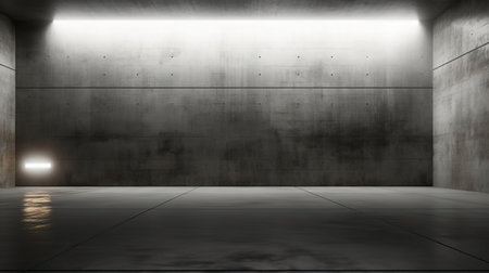 abstract modern architecture background, empty concrete room with light from windowの素材