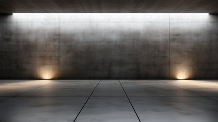 abstract modern architecture background, empty concrete room with light from windowの素材