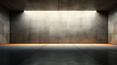 abstract modern architecture background, empty concrete room with light from windowの素材