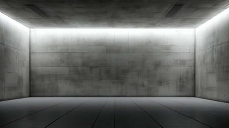 abstract modern architecture background, empty concrete room with light from windowの素材